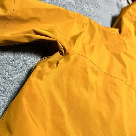 REI Coop Rain Coat Mens XL Goretex Long Vented Hooded Yellow Jacket Hiking Gorp
